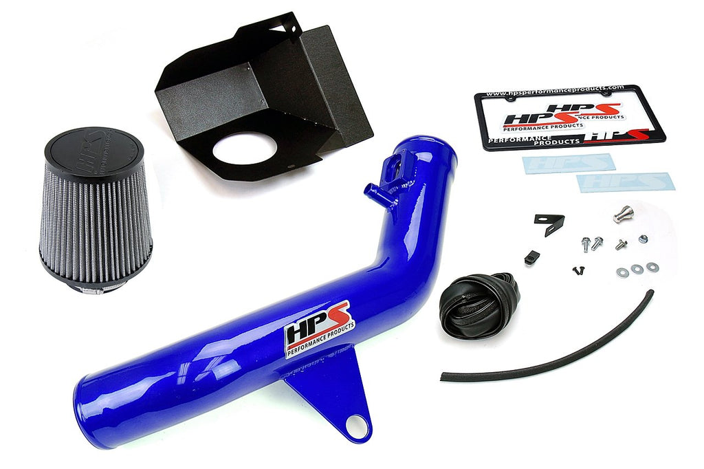 HPS Shortram Air Intake Kit 2012-2015 BMW 335ix F30 3.0L Turbo N55, Includes Heat Shield, Blue
