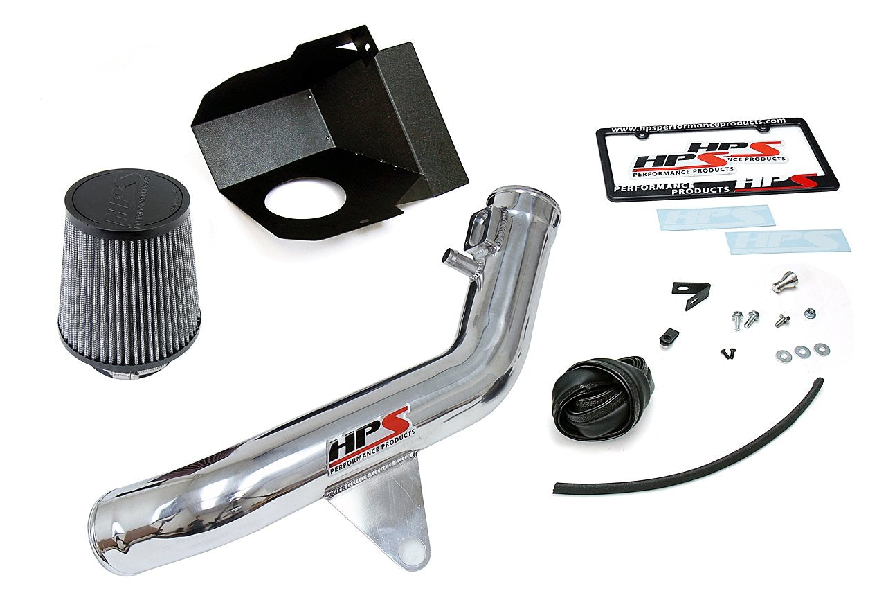 HPS Shortram Air Intake Kit 2012-2016 BMW M135i M135ix F20 F21 3.0L Turbo N55, Includes Heat Shield, Polish