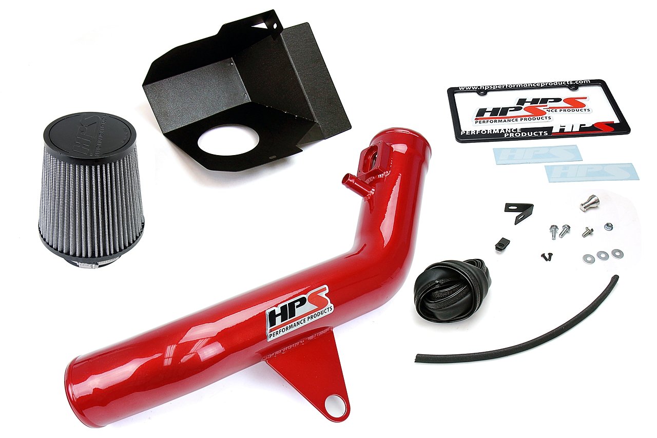 HPS Shortram Air Intake Kit 2012-2015 BMW 335ix F30 3.0L Turbo N55, Includes Heat Shield, Red