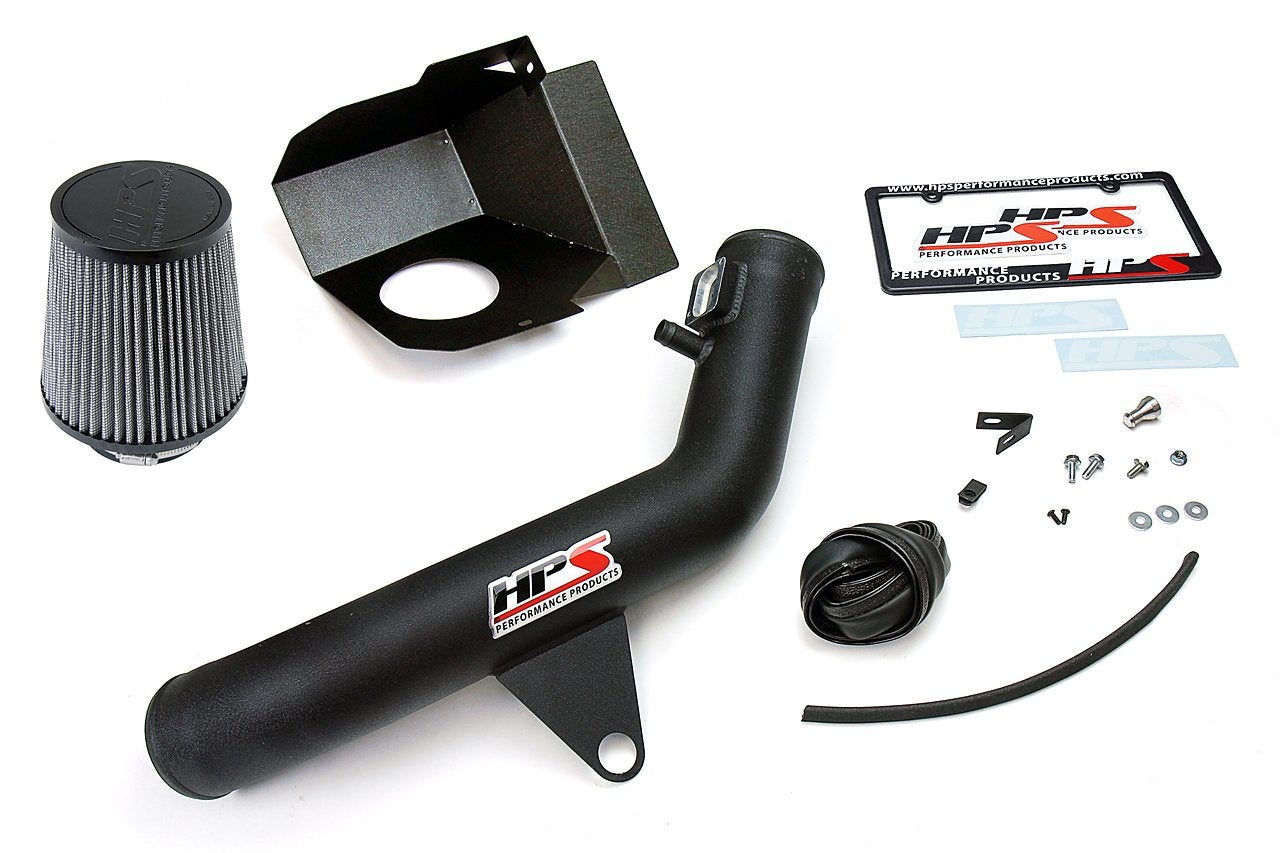 HPS Shortram Air Intake Kit 2014-2016 BMW 435i 435ix F32 F33 F36 3.0L Turbo N55, Includes Heat Shield, Black
