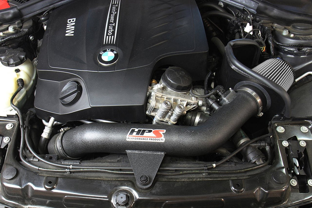 HPS Shortram Air Intake Kit 2012-2015 BMW 335ix F30 3.0L Turbo N55, Includes Heat Shield, Blue